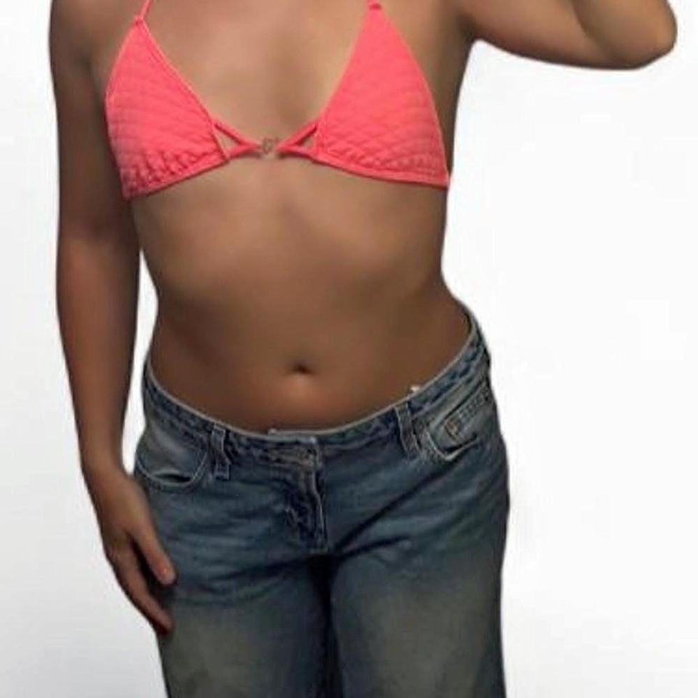Lux LA Star Textured Bikini Bra Top Pink Neon Rave S